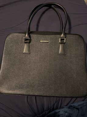 Burberry Black Leather Briefcase Laptop Bag Nova Check Interior